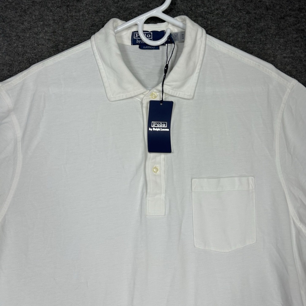 Polo Ralph Lauren Featherweight Mesh Polo Shirt Mens XL White Solid Short Sleeve